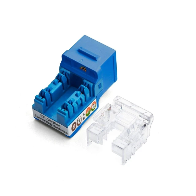 Alt view image 2 of 5 - TRUE CABLE Cat6A Unshielded (UTP) Keystone Jack, 90-Degree Punch-Down RJ45 Female Module, PoE++ 4PPoE, UL Listed & TIA Certified, Blue, 12 Pack