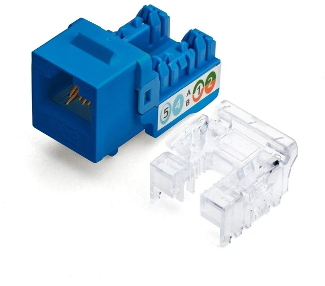 Main image of TRUE CABLE Cat6A Unshielded (UTP) Keystone Jack, 90-Degree Punch-Down RJ45 Female Module, PoE++ 4PPoE, UL Listed & TIA Certified, Blue, 12 Pack