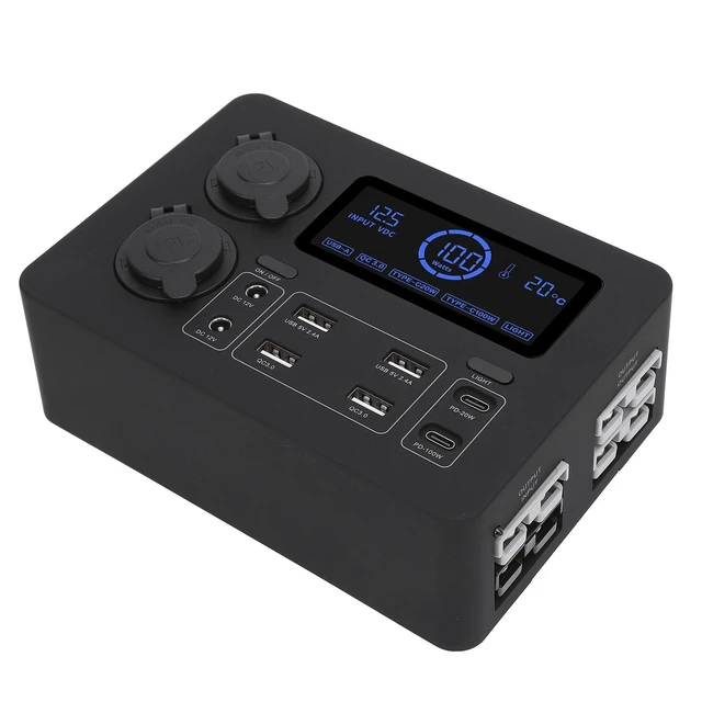 Alt view image 4 of 5 - ACOGEDO 12V Power Box 100W LCD Display USB C QC3 0 Port for 4 Anderson Outlet Multifunctional for Boat RV Car a Built Display QC3 12V Power BoxMini Distribution BoxMini Hub