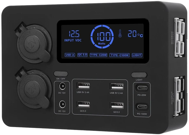Main image of ACOGEDO 12V Power Box 100W LCD Display USB C QC3 0 Port for 4 Anderson Outlet Multifunctional for Boat RV Car a Built Display QC3 12V Power BoxMini Distribution BoxMini Hub