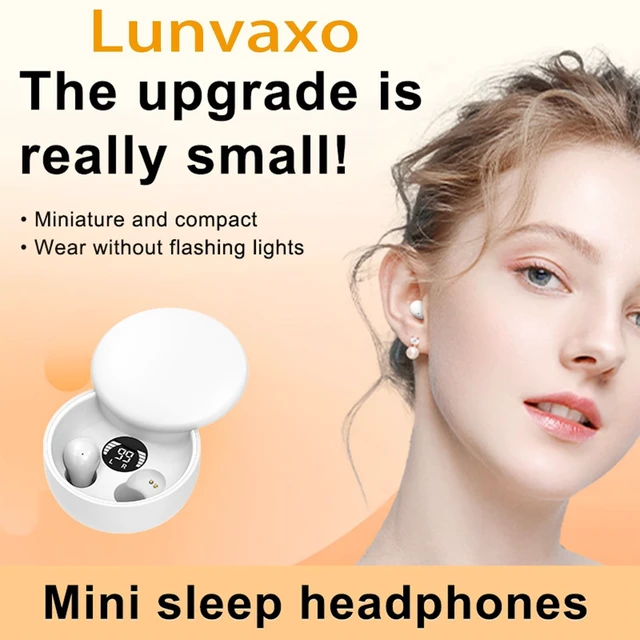 Alt view image 3 of 5 - Lunvaxo Mini Invisible Headphones Bluetooth 5.4,Hidden Earbuds with LED Display for Small Ears, Comfortable Mini Earbuds for Sleep Friendly Side Sleeping Earphones, for Work (White)
