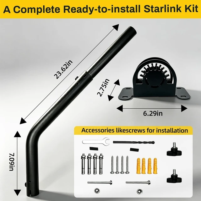 Alt view image 2 of 5 - Starlink Mount for Standard Gen 3/4/4X, Adjustable Starlink Mount with Telescoping Arm, Rustproof, Weatherproof for Concrete/Wood Walls, Heavy-Duty Outdoor Dish & Indoor Router Mount