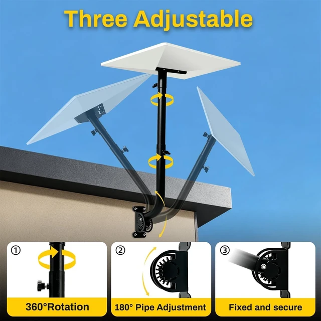 Alt view image 3 of 5 - Starlink Mount for Standard Gen 3/4/4X, Adjustable Starlink Mount with Telescoping Arm, Rustproof, Weatherproof for Concrete/Wood Walls, Heavy-Duty Outdoor Dish & Indoor Router Mount