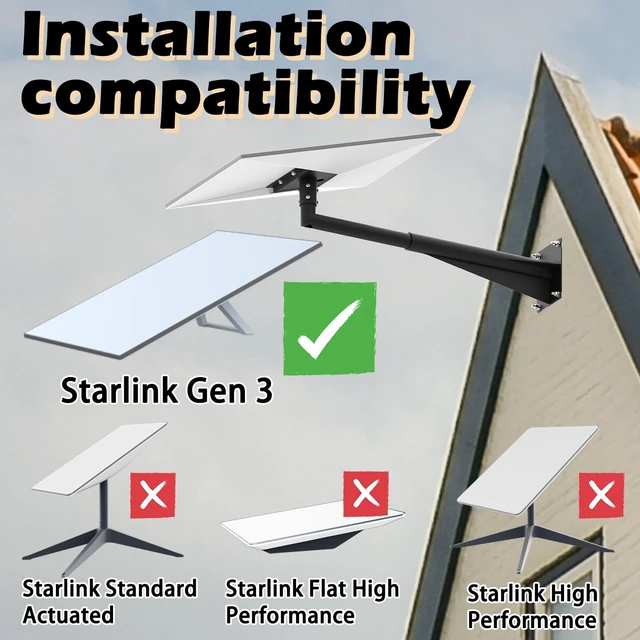 Alt view image 2 of 5 - JUYEER Starlink Gen 3 Extra Long Wall Mount