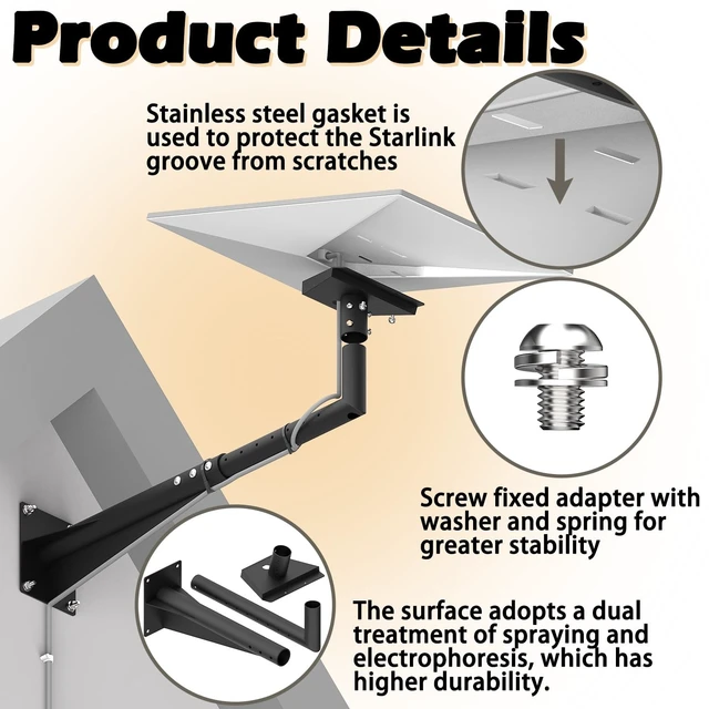 Alt view image 5 of 5 - JUYEER Starlink Gen 3 Extra Long Wall Mount