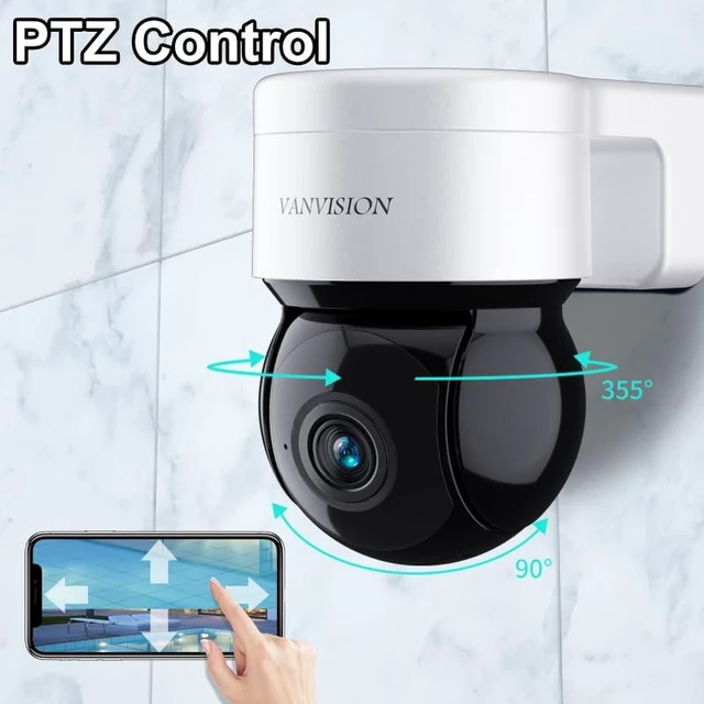 Alt view image 2 of 5 - Vanvision PTZ Security Camera, Wireless WiFi 2K HD, 355 Pan 90 Tilt, Night Vision, IP66 Waterproof/Home Indoor and Outdoor Security Surveillance, AI Auto Tracking, Spotlight & Siren, Motion Det