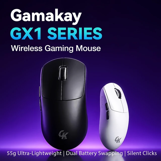 Alt view image 2 of 5 - Gamakay GX1 Silent Wireless Gaming Mouse (Black, Silent Switch)