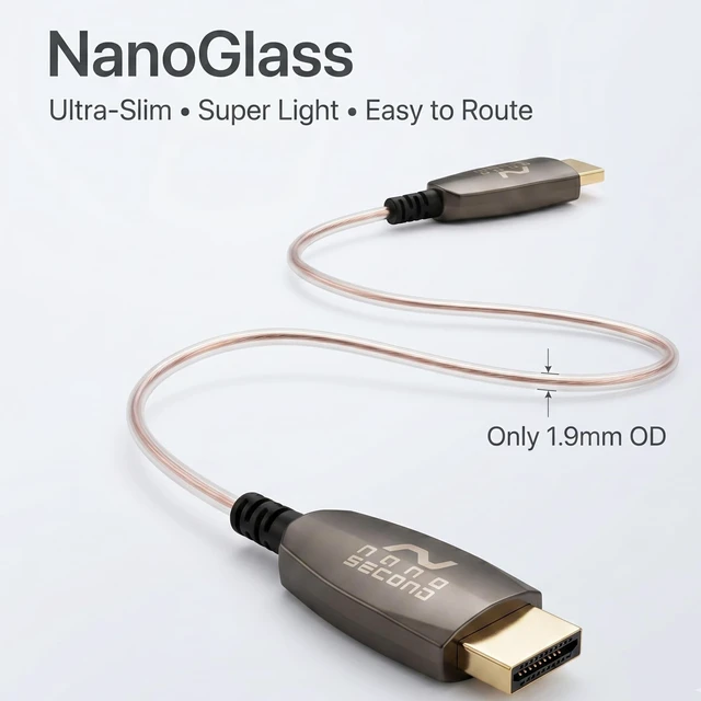 Alt view image 2 of 5 - Nanosecond NanoGlass HDMI Fiber Optic Cable, Ultra Thin 1.9mm 8K HDMI Cable, 4K 120Hz High Speed HDMI for Camera Monitor, Gaming Console, PC, TV, Projector (3m/10ft)