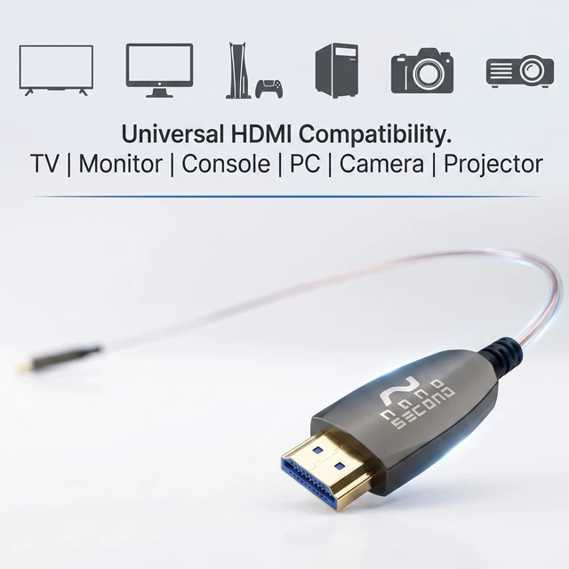 Alt view image 5 of 5 - Nanosecond NanoGlass HDMI Fiber Optic Cable, Ultra Thin 1.9mm 8K HDMI Cable, 4K 120Hz High Speed HDMI for Camera Monitor, Gaming Console, PC, TV, Projector (3m/10ft)