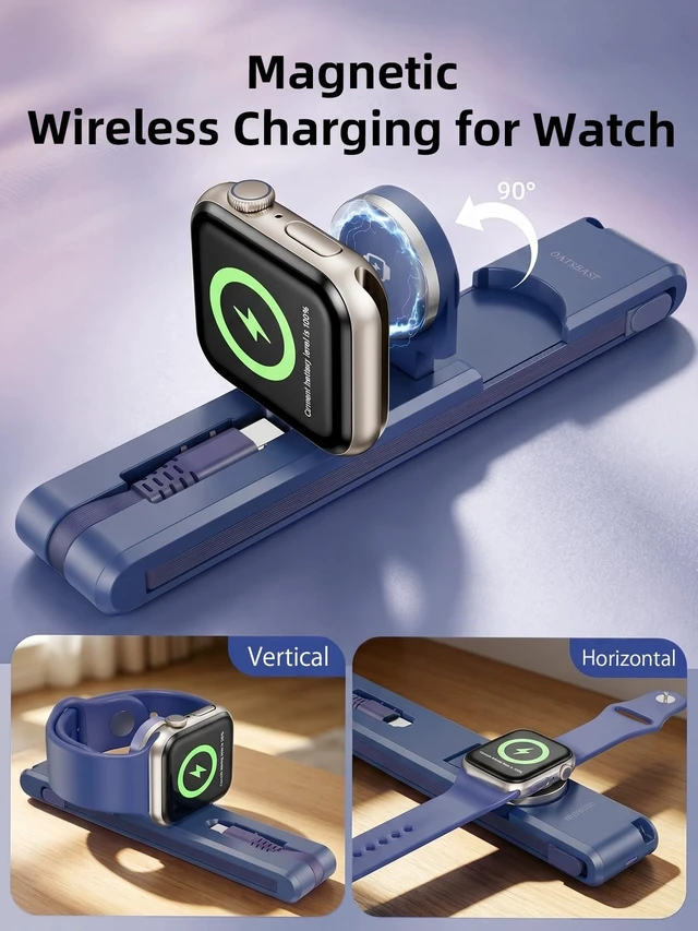 Alt view image 2 of 5 - Drayromn 3 in 1 Charging Cable for Travel Essentials, 60W USB C to Type C Cable with 12W Lightning & 5W Apple Watch Wireless Magnetic Charger,Portable Fast Charging Cord for iPhone 17 16 Sam