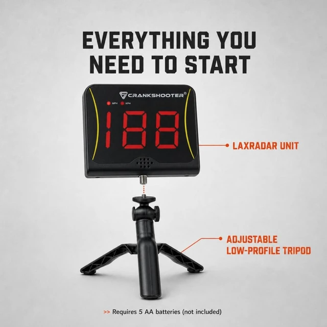 Alt view image 4 of 5 - CRANKSHOOTER Radar - Shot Speed Radar with MPH and KPH Measurement - Free Standing Radar for Lacrosse, Baseball, Hockey, Soccer and More