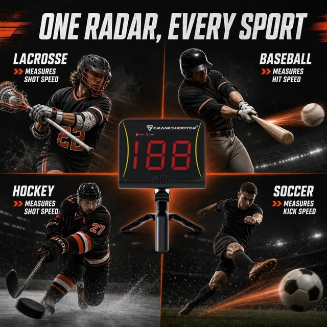 Alt view image 5 of 5 - CRANKSHOOTER Radar - Shot Speed Radar with MPH and KPH Measurement - Free Standing Radar for Lacrosse, Baseball, Hockey, Soccer and More