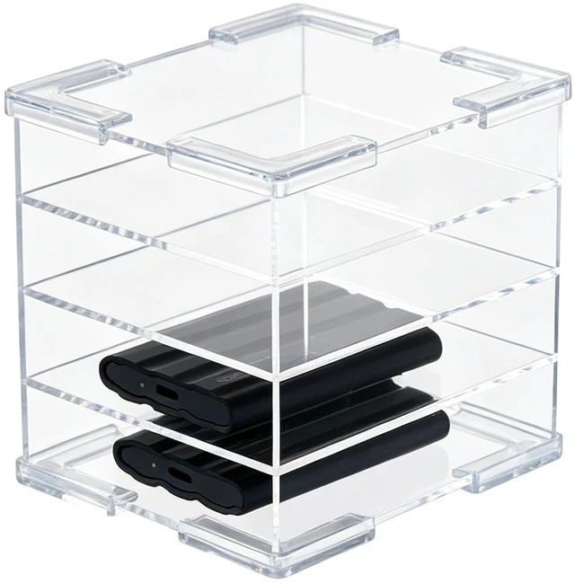 Main image of Acrylic External Hard Drive Organizer, 4-Bay Desktop Holder for HDD & SSD, Clear Portable Drive Storage