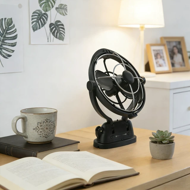 Alt view image 3 of 5 - bakbrand Omnidirectional Fan Adjustable Tilt 12V/24V Auto-Sensing DC Whole Room Air Circulator Hardwire Installation Quiet Powerful Cooling Fans for RV/Car/Boat/Home/Office (Black)