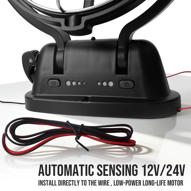 Alt view image 5 of 5 - bakbrand Omnidirectional Fan Adjustable Tilt 12V/24V Auto-Sensing DC Whole Room Air Circulator Hardwire Installation Quiet Powerful Cooling Fans for RV/Car/Boat/Home/Office (Black)