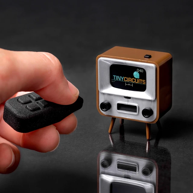Alt view image 3 of 5 - TinyCircuits TinyTV 2 Portable Retro Mini TV, Brown
