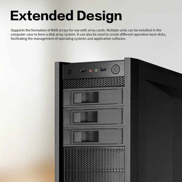 Alt view image 4 of 5 - YAODHAOD 3.5 Inch Mobile Rack SATA Mobile Rack, HDD Hard Drive Tray for 5.25 Inch Drive Bay, SATA I/II/III up to 6.0 Gbps, Hot-Swap, Anti-Vibration Kit