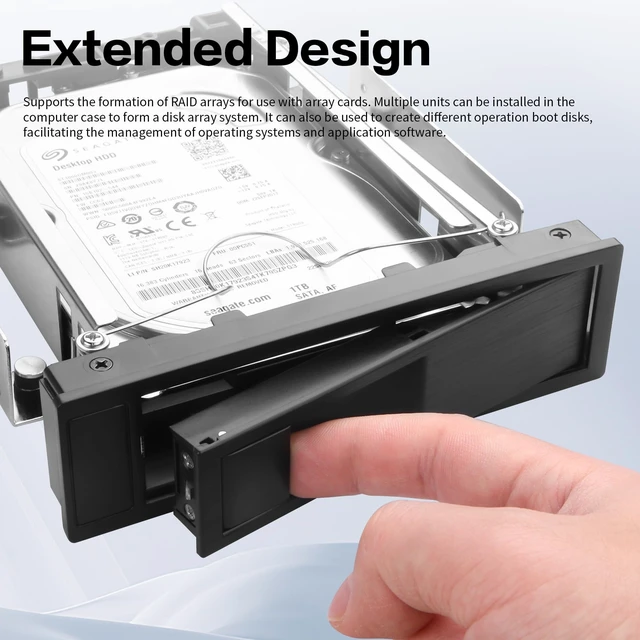Alt view image 5 of 5 - YAODHAOD 3.5 Inch Mobile Rack SATA Mobile Rack, HDD Hard Drive Tray for 5.25 Inch Drive Bay, SATA I/II/III up to 6.0 Gbps, Hot-Swap, Anti-Vibration Kit