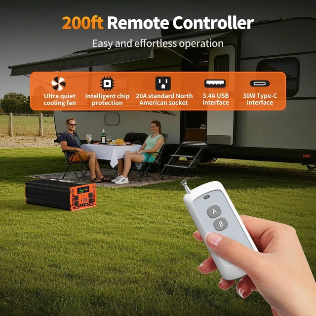 Alt view image 5 of 5 - 5000 Watt Power Inverter 12V DC to 120V/110V AC for Vehicles Car Converter