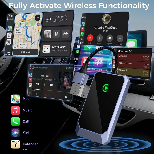 Alt view image 2 of 5 - Aswoema Wireless CarPlay Adapter for Apple iPhone, Easy Setup