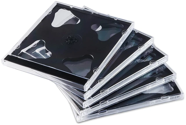 Main image of Maxtek 10.4 mm Standard Double (2 Discs Capacity) Clear CD Jewel Case with Black Tray, 50 Pack