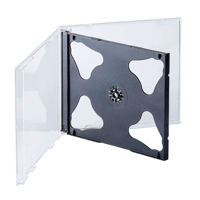 Alt view image 2 of 5 - Maxtek 10.4 mm Standard Double (2 Discs Capacity) Clear CD Jewel Case with Black Tray, 50 Pack