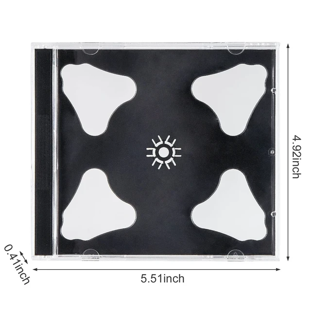 Alt view image 3 of 5 - Maxtek 10.4 mm Standard Double (2 Discs Capacity) Clear CD Jewel Case with Black Tray, 50 Pack