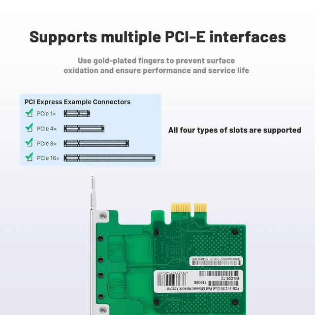 Alt view image 3 of 5 - Lidkew Network Card with Intel I226-V Chip Dual Ports,2.5G PCIE X1 Server Network Adapter LAN NIC Card 2 RJ45 Ports Ethernet Adapter Support Windows 11/10 Windows Server/2022