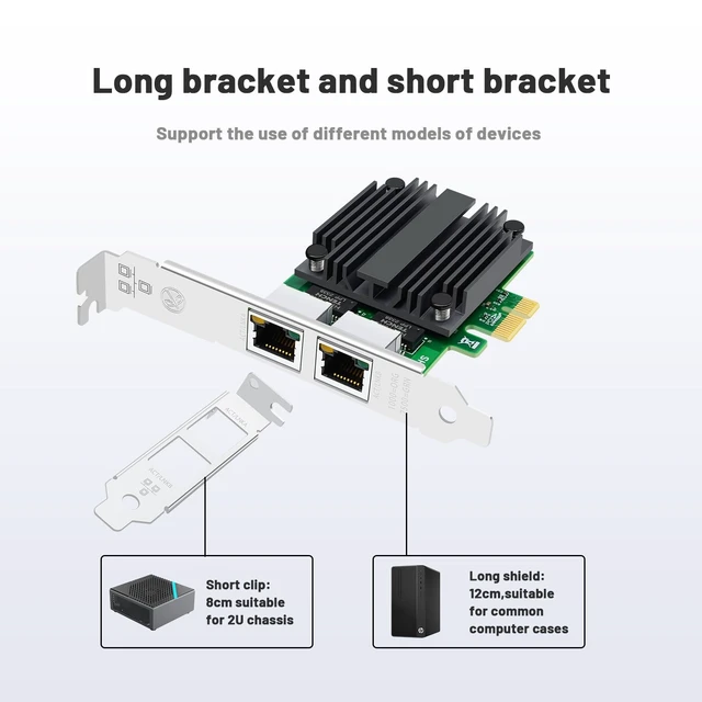 Alt view image 4 of 5 - Lidkew Network Card with Intel I226-V Chip Dual Ports,2.5G PCIE X1 Server Network Adapter LAN NIC Card 2 RJ45 Ports Ethernet Adapter Support Windows 11/10 Windows Server/2022