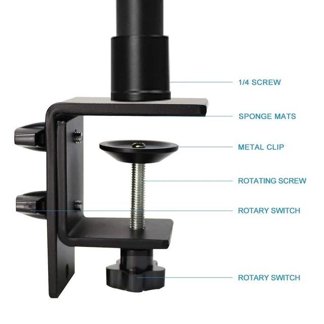 Alt view image 3 of 5 - Desk Mount Stand, 2 Pack DSLR Camera Desk Mount C Clamp, 13.7" ~23.2" Photographic Boom Stand with 360 Ball Head for Camera, Ring Light, Video Light, Video Conference Light