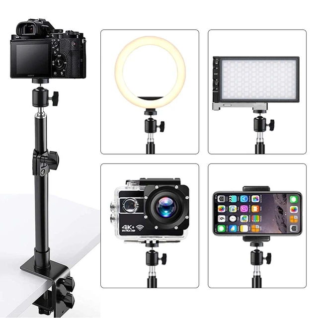 Alt view image 5 of 5 - Desk Mount Stand, 2 Pack DSLR Camera Desk Mount C Clamp, 13.7" ~23.2" Photographic Boom Stand with 360 Ball Head for Camera, Ring Light, Video Light, Video Conference Light