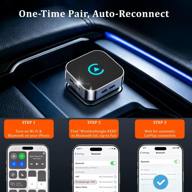 Alt view image 3 of 5 - 2026 Upgraded Wireless CarPlay Adapter for iPhone & Android Android Phone