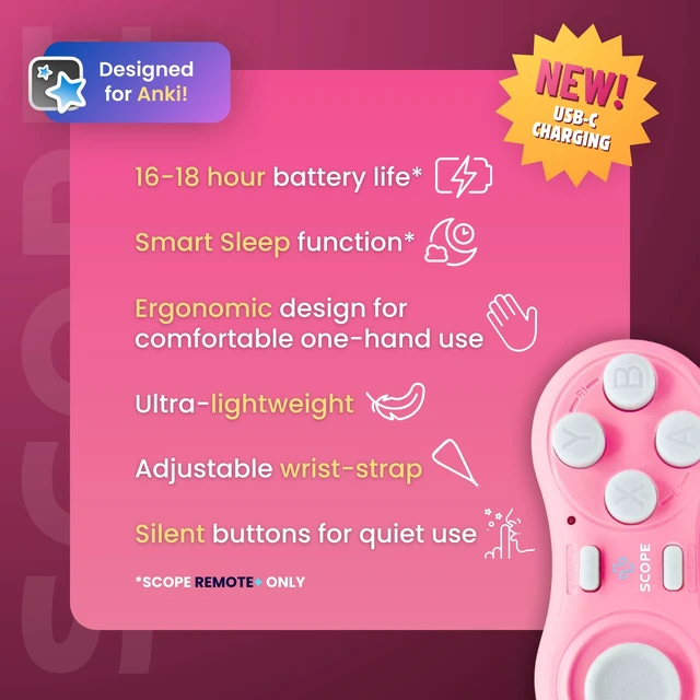 Alt view image 4 of 5 - Scope Remote- Remote for Anki. Customizable with Anki Add-on, Quizlet Compatible, Anki Controller. Pearl Pink (Matte), Plus (16-18 Hours Battery)