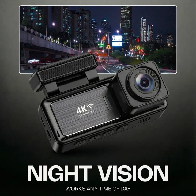 Alt view image 4 of 5 - 4K Dual Dash Cam Front and Rear Pentro UHD 2160P & 1080P Car Camera with WiFi, 60FPS, 64GB SD Card Included, Night Vision, Parking Mode, G-Sensor, Loop Recording, 170 Dash Camera for Cars Trucks RV