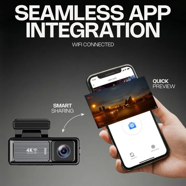 Alt view image 5 of 5 - 4K Dual Dash Cam Front and Rear Pentro UHD 2160P & 1080P Car Camera with WiFi, 60FPS, 64GB SD Card Included, Night Vision, Parking Mode, G-Sensor, Loop Recording, 170 Dash Camera for Cars Trucks RV
