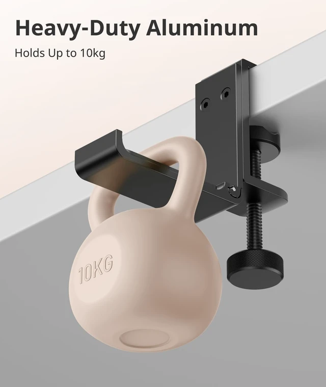 Alt view image 2 of 5 - Kimiangel 2 Pack Headphone Stand Under Desk, Foldable Aluminum Headset Holder with Adjustable Screw Clamp, Headphone Hook Mount for Gaming Accessories, Space-Saving Under Table Headset Hanger