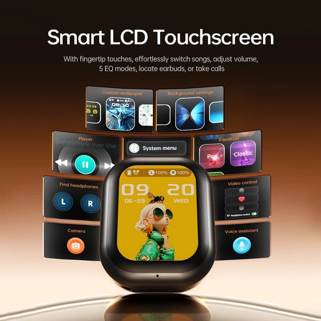 Alt view image 2 of 5 - Rulbovs Earbuds Wireless Bluetooth with LCD Touchscreen 48H Battery Life