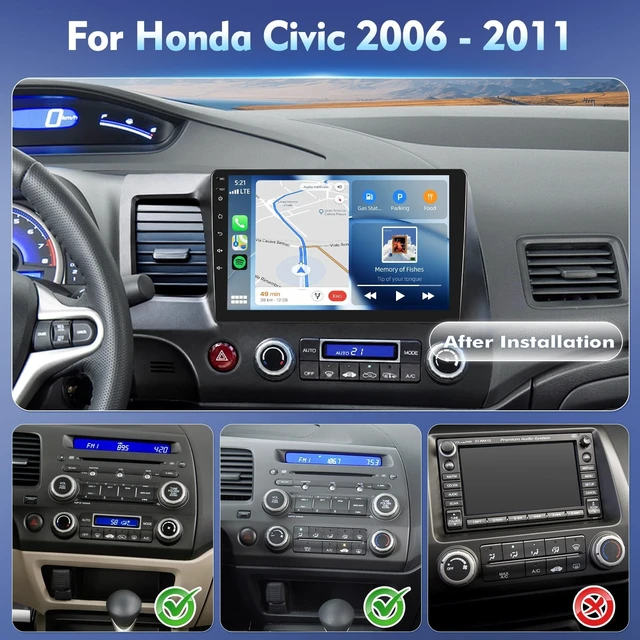 Alt view image 2 of 5 - 4Core+64G Android Car Radio for Honda Civic 2006 2007 2008 2009 2010 2011