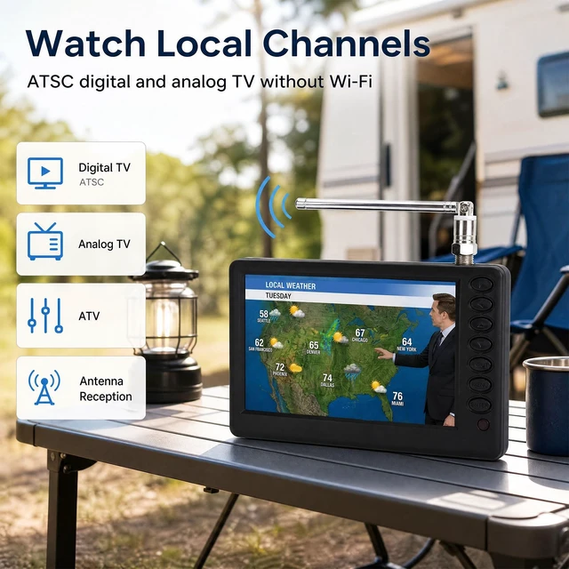 Alt view image 3 of 5 - Yoidesu Portable TV 5" ATSC, Mini Digital TV with FM Radio for Car Camping
