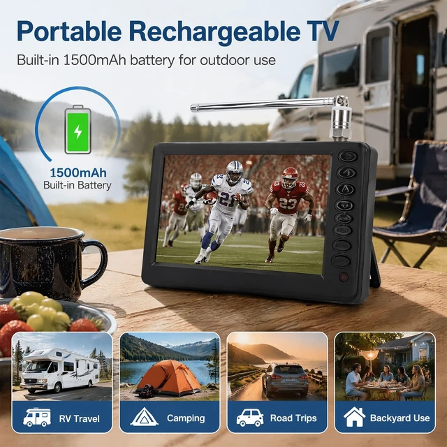 Alt view image 5 of 5 - Yoidesu Portable TV 5" ATSC, Mini Digital TV with FM Radio for Car Camping