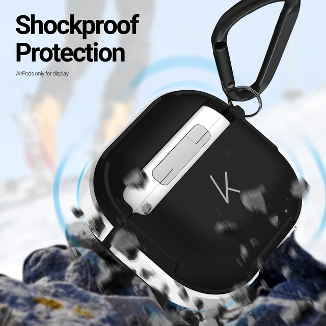 Alt view image 3 of 5 - KZDOO Crashguard for AirPods 4 Case, Metal Protective Cover with Aluminum Alloy Frame Case, Carabiner Included, Shockproof, Scratch-Resistant, Wireless Charging Compatible (Silver)