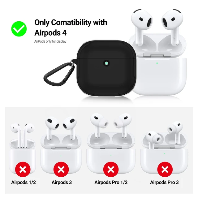 Alt view image 2 of 5 - KZDOO Crashguard for AirPods 4 Case, Metal Protective Cover with Aluminum Alloy Frame Case, Carabiner Included, Shockproof, Scratch-Resistant, Wireless Charging Compatible (Silver)
