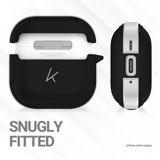 Alt view image 4 of 5 - KZDOO Crashguard for AirPods 4 Case, Metal Protective Cover with Aluminum Alloy Frame Case, Carabiner Included, Shockproof, Scratch-Resistant, Wireless Charging Compatible (Silver)