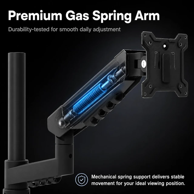 Alt view image 4 of 5 - Pivotix Long Reach Monitor Arm, Single Arm Monitor Mount, 17-32 Inch, VESA