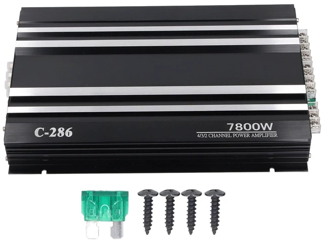 Main image of Nurnesy Car Amplifier, 7800W Car Stereo Power Amplifier, 4 Channel Audio Power Class AB Aluminum Alloy Pure Bass Amp for DC 12V Truck Boat UTV Motorcycle