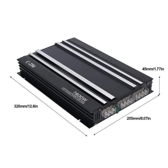 Alt view image 2 of 5 - Nurnesy Car Amplifier, 7800W Car Stereo Power Amplifier, 4 Channel Audio Power Class AB Aluminum Alloy Pure Bass Amp for DC 12V Truck Boat UTV Motorcycle