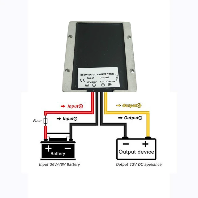 Alt view image 3 of 5 - Proshopping Golf Cart DC Converter Regulator, 36V 48V Step Down to 12V 30A