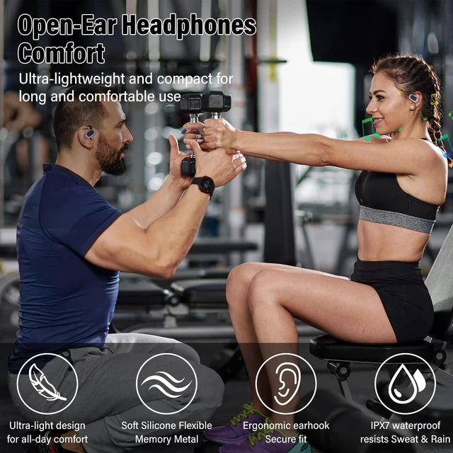 Alt view image 5 of 5 - Open Ear Headphones, NEW Over Ear Earbuds with 4 ENC Noise-Canceling Mic