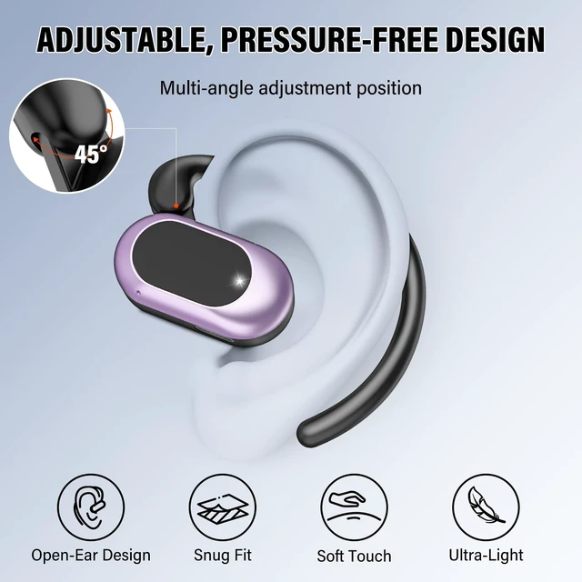 Alt view image 4 of 5 - Open Ear Headphones, NEW Over Ear Earbuds with 4 ENC Noise-Canceling Mic