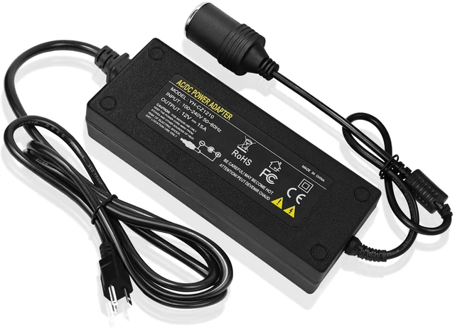 Main image of TOUYINGER AC to DC Converter 12V 15A 180W,100V ~ 240V to 12V 15A Car Cigarette Lighter Socket AC/DC Power Supply Adapter for Car Tire Inflator, Air Purifier, Refrigerator